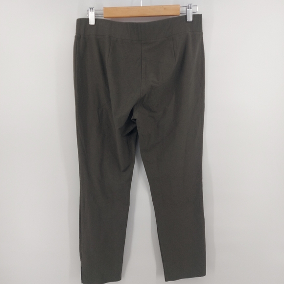 Eileen Fisher Green Straight Leg Pull On Pants Side Slit Size Medium - Picture 3 of 6